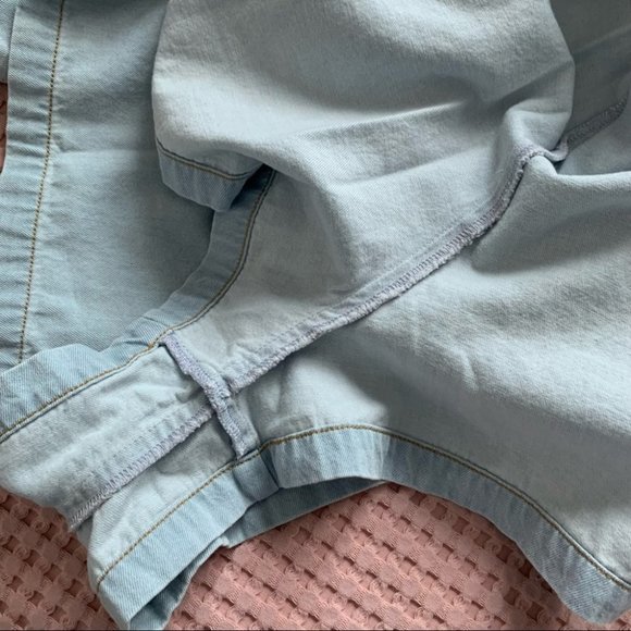 Alice McCall Night Is Young Denim Chambray Romper Shorts Smocked Bell Sleeve 2 S - Picture 9 of 12